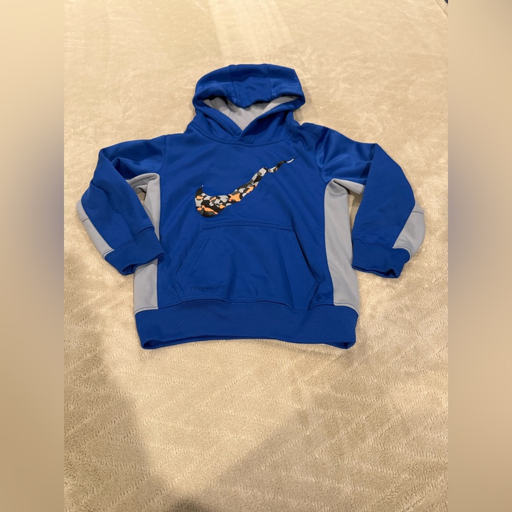 Nike Blue Gray and Orange Hoodie/Sweatshirt Boys Size 5 Therma- Fit